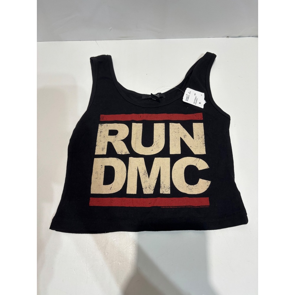 Forever 21 Run DMC Tank Top Women Medium Black Graphic Crop Sleeveless